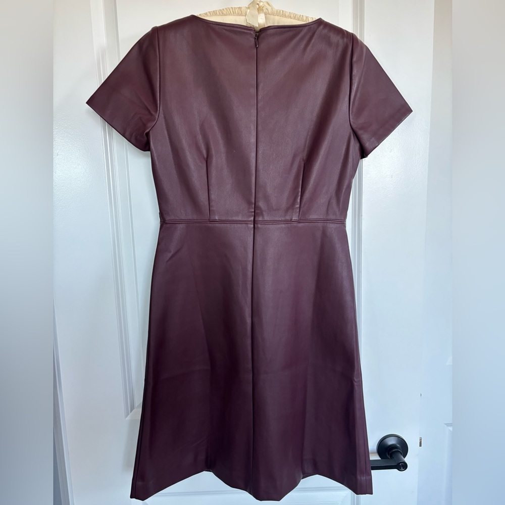 Ann Taylor faux leather burgundy/wine dress 2P - Picture 4 of 6